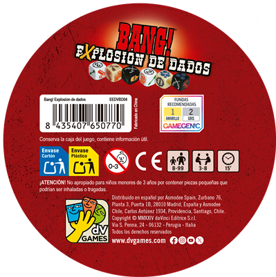 Juego de mesa bang explosion de dados
