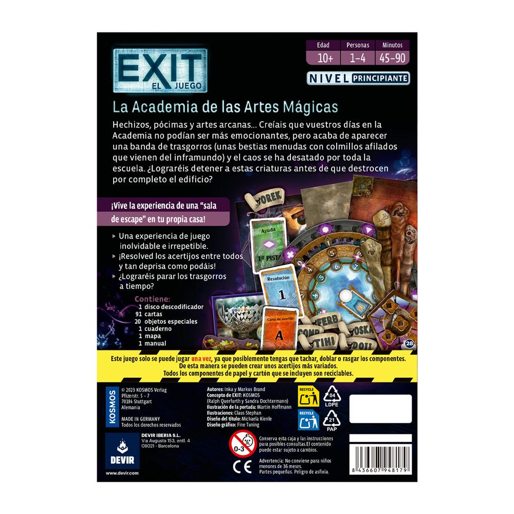 Juego de mesa exit la academia de las artes gráficas