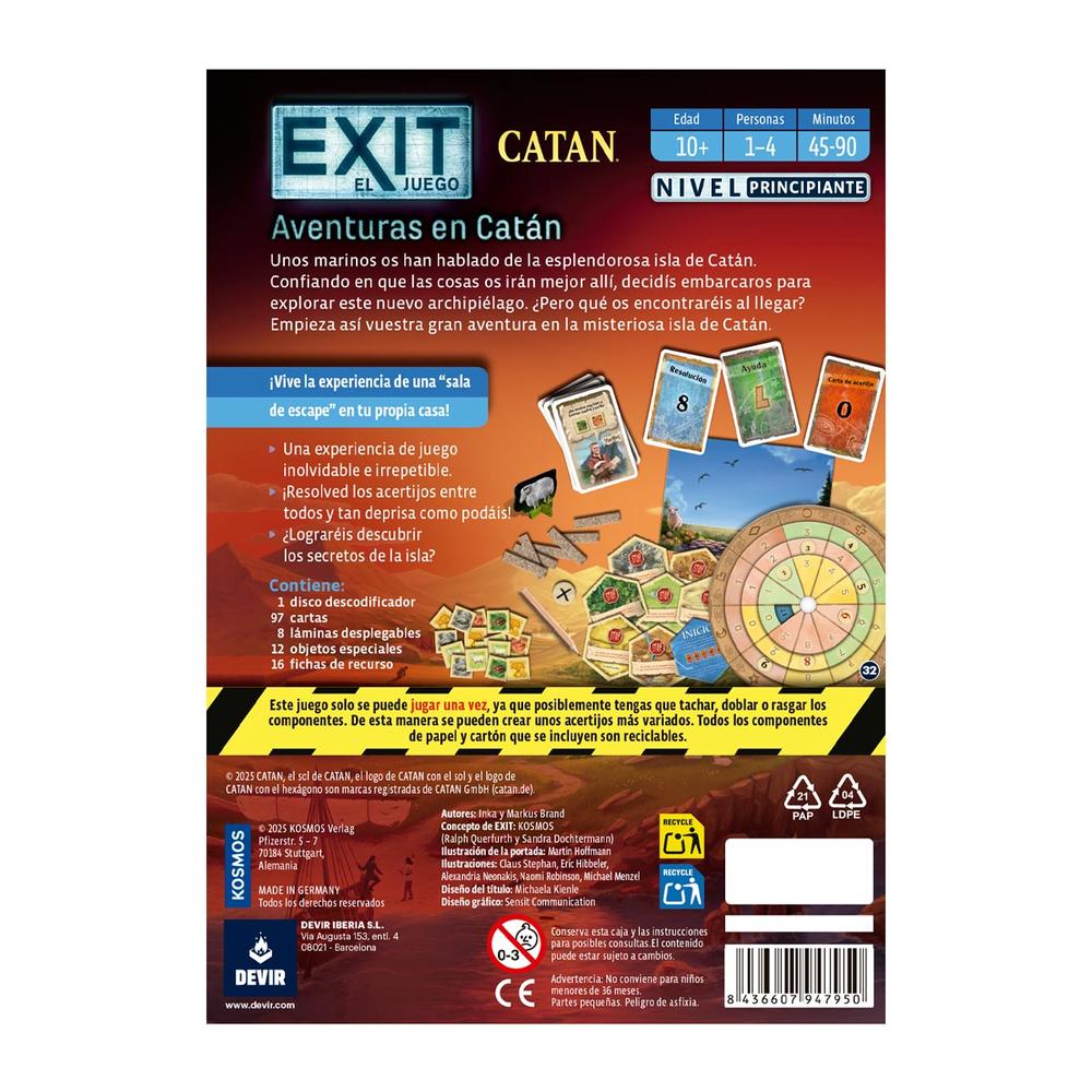 Juego de mesa exit: aventuras en catan