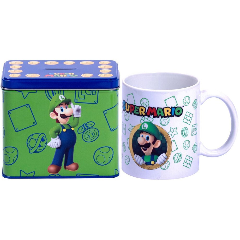 Hucha + taza Luigi Super Mario Bros Nintendo - imagen 3