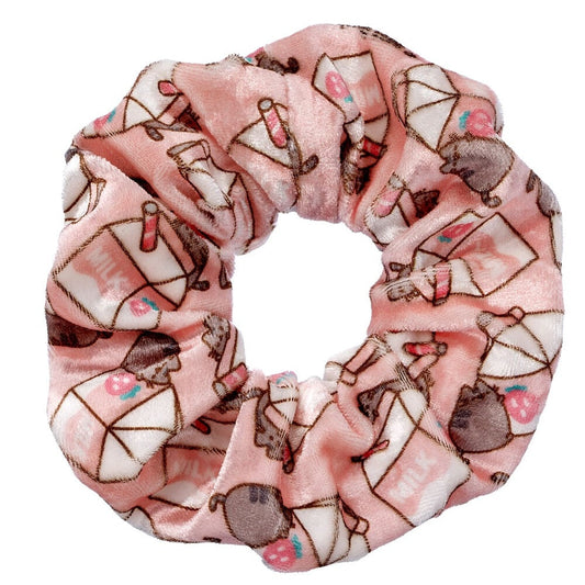 Pusheen Milk with Strawberries Hair Scrunchie