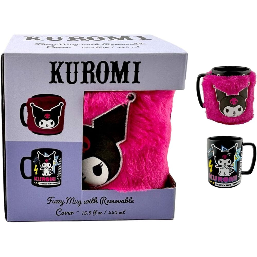 Taza funda de peluche Kuromi Hello Kitty 440ml - imagen 3