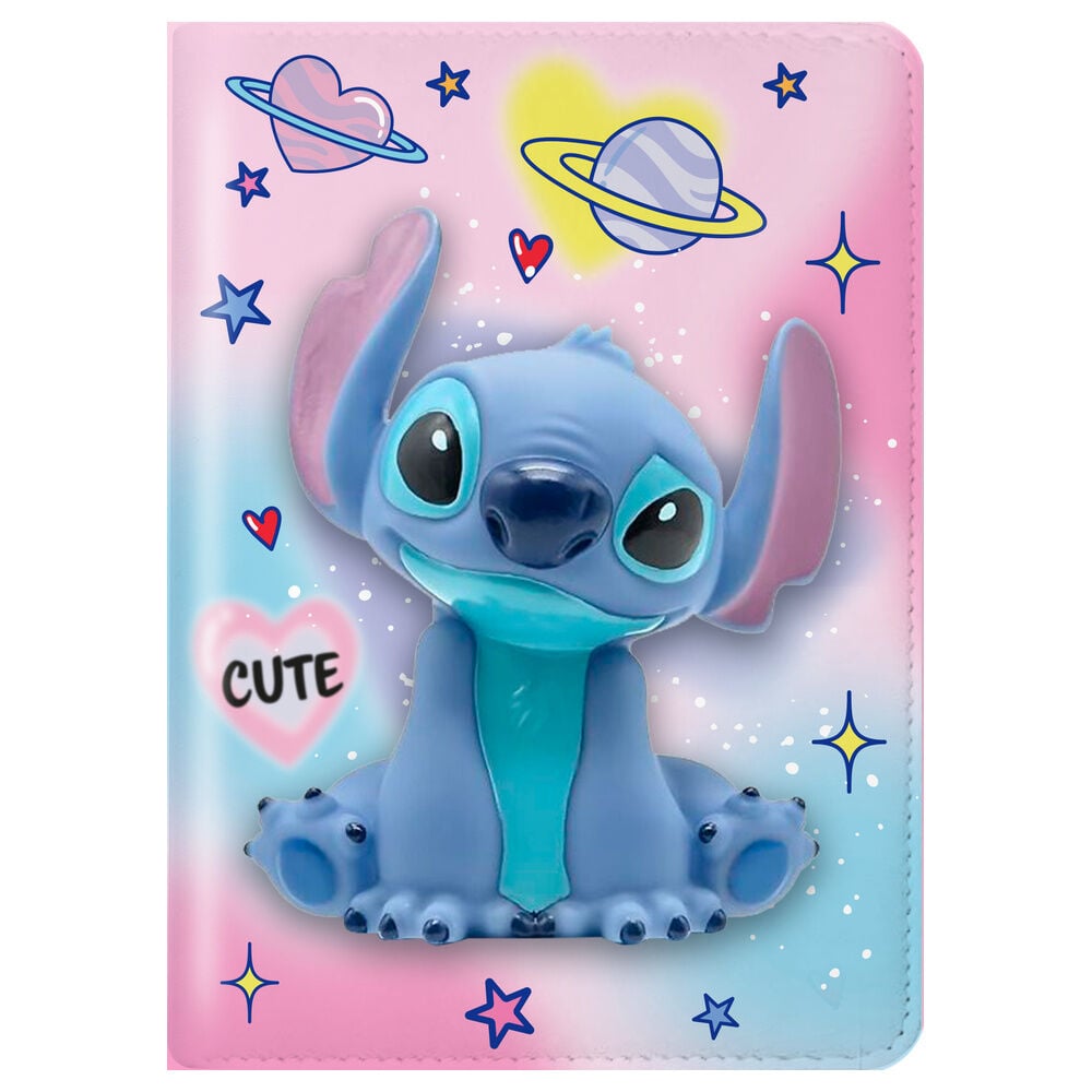 Cuaderno Squshy + boligrafo pompom Stitch Disney - imagen 3