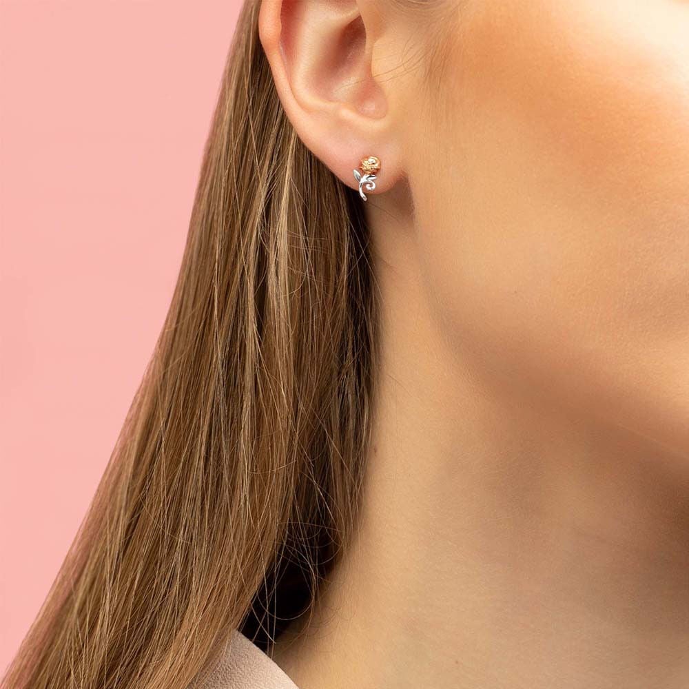Pendientes Rosa La Bella y la Bestia Disney plata - imagen 4