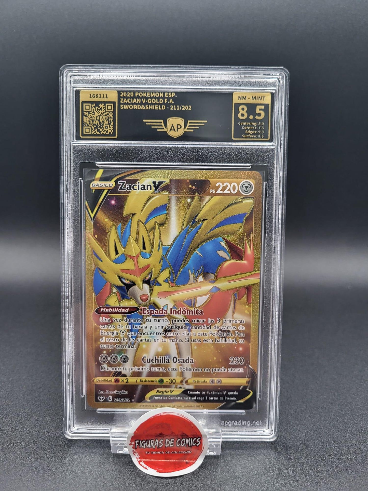 Pokémon TCG Carta Gradeada Zacian V Gold Full Art AP 8.5