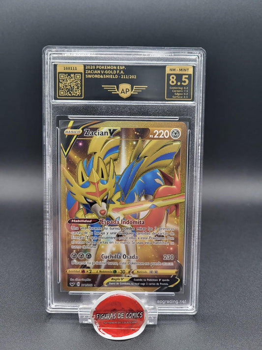 Pokémon TCG Carta Gradeada Zacian V Gold Full Art AP 8.5