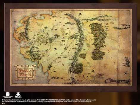 REPLICA EL HOBBIT MAPA DE LA TIERRA MEDIA 40 X 25 CM
