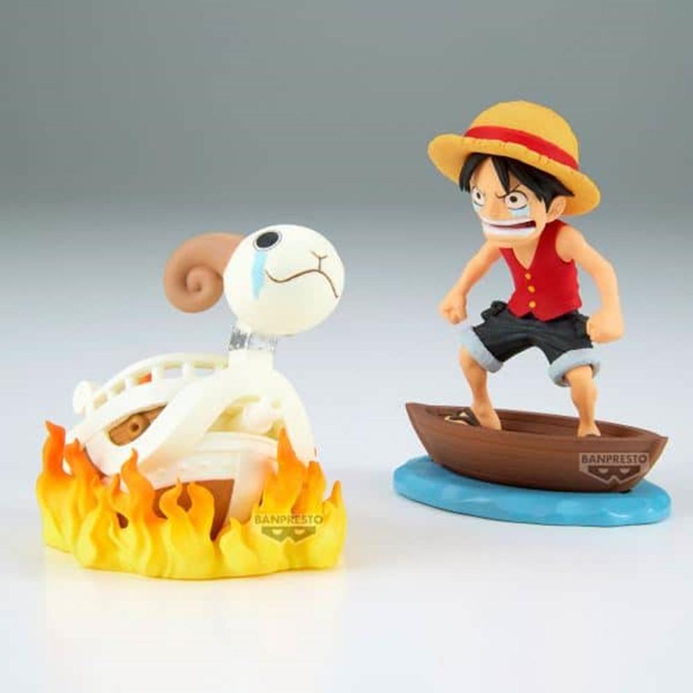 Figura banpresto one piece world collectable figure log stories monkey.d.luffy & going merry 8cm