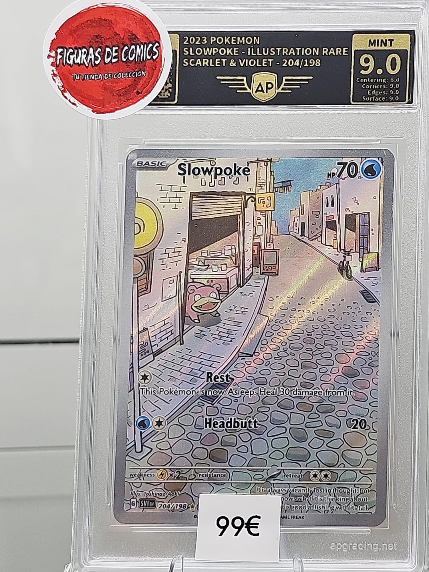 Pokémon TCG Carta Gradeada 2023 SLOWPOKE - ILLUSTRATION RARE SCARLET & VIOLET - 204/198 AP MINT 9 INGLÉS
