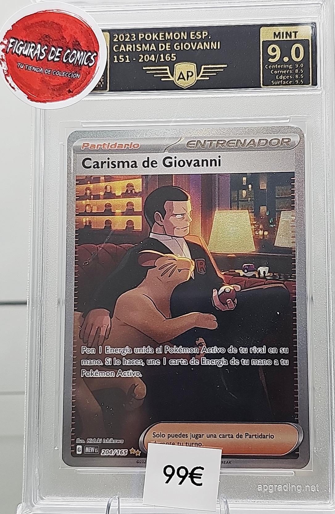Pokémon TCG Carta Gradeada 2023 CARISMA DE GIOVANNI 151-204/165 AP MINT 9 ESPAÑOL