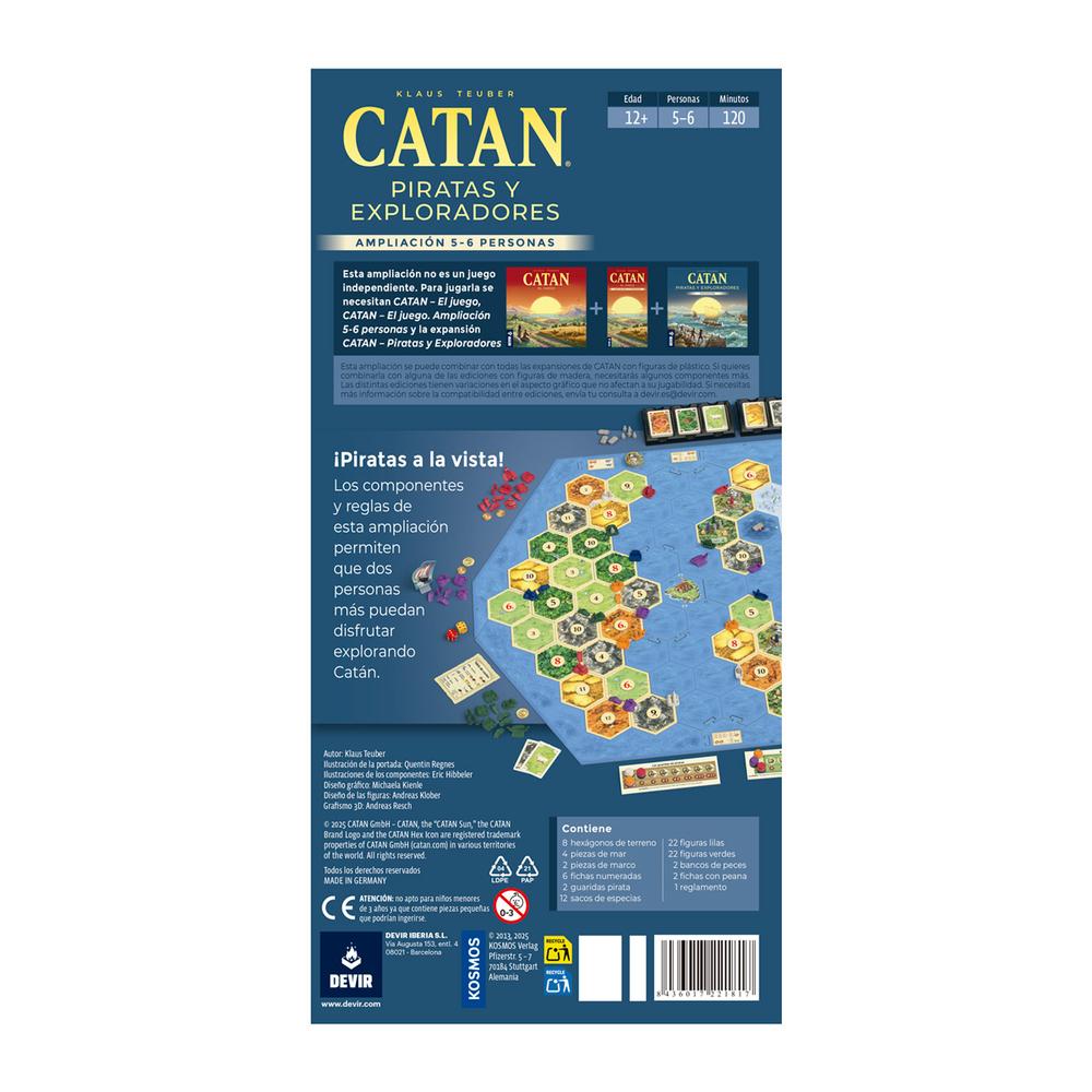 Juego de mesa devir catan piratas y exploradores 5 - 6 jugadores