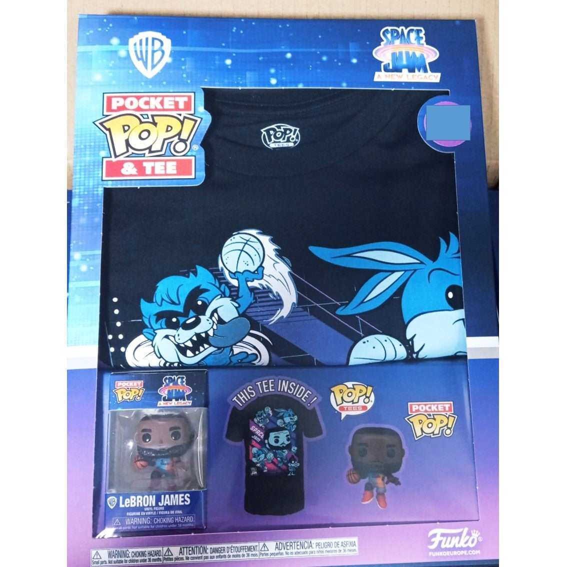 Pop & tee space jam looney tunes lebron james funko + camiseta talla l