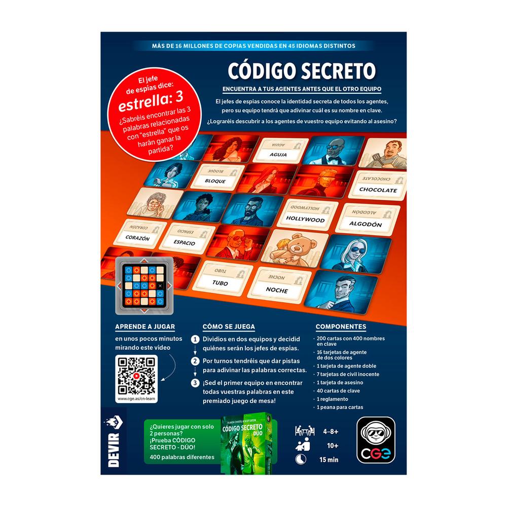 Juego de mesa devir código secreto pegi 8