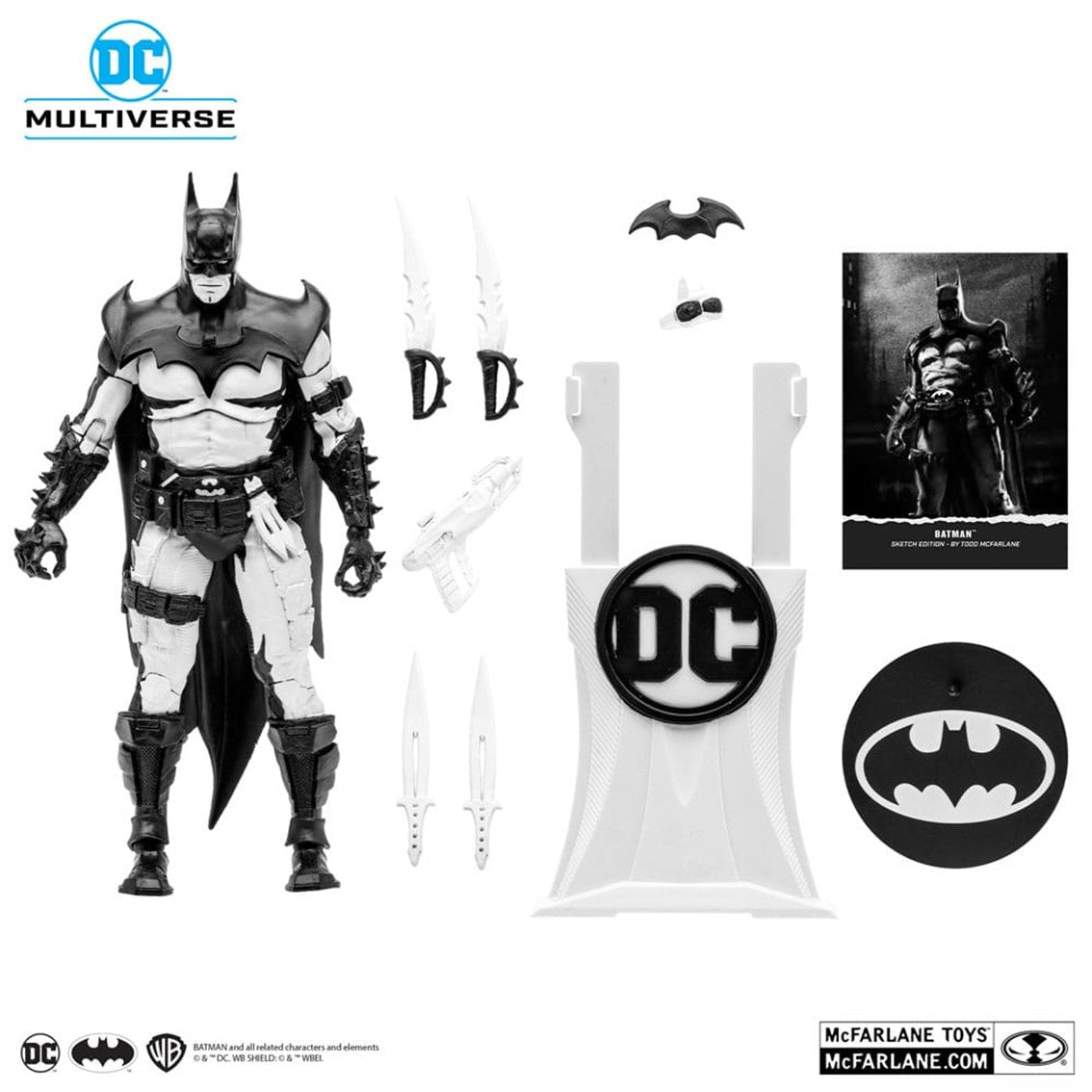 Figura mcfarlane toys dc multiverse 7in -  batman by todd mcfarlane (line art)(gold label) -  nycc