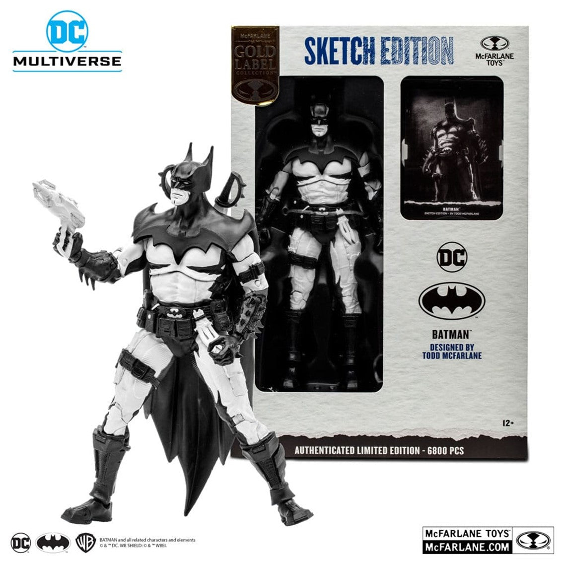 Figura mcfarlane toys dc multiverse 7in -  batman by todd mcfarlane (line art)(gold label) -  nycc