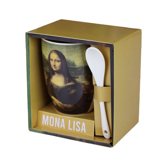 Taza de cerámica con cuchara enesco mona lisa