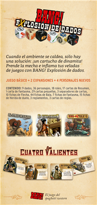 Juego de mesa bang explosion de dados