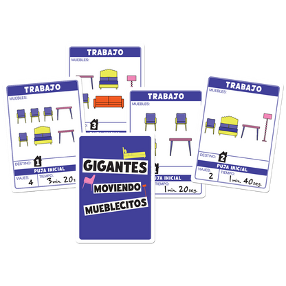 Juego de mesa gigantes moviendo mueblecitos