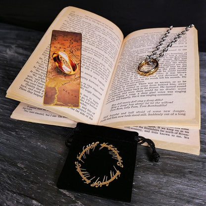 Pack regalo cinereplicas el señor de los anillos marcapaginas metal y anillo único