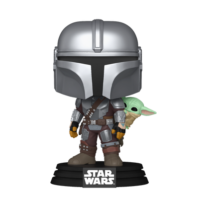 Funko pop star wars the mandalorian con grogu a la espalda