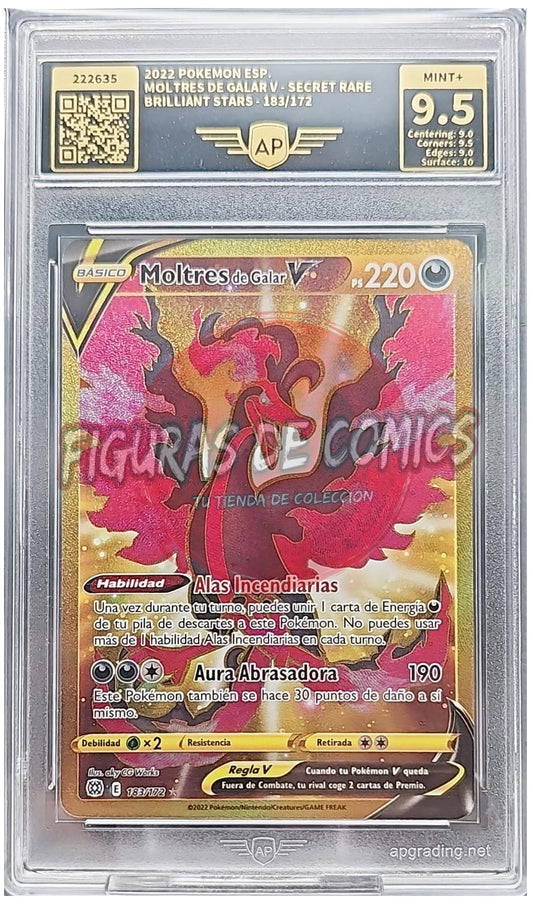 Pokemon TCG Carta Gradeada 2022 MOLTRES DE GALAR V - SECRET RARE BRILLANT STARS - 183/172 AP 9.5 MINT+ ESPAÑOL