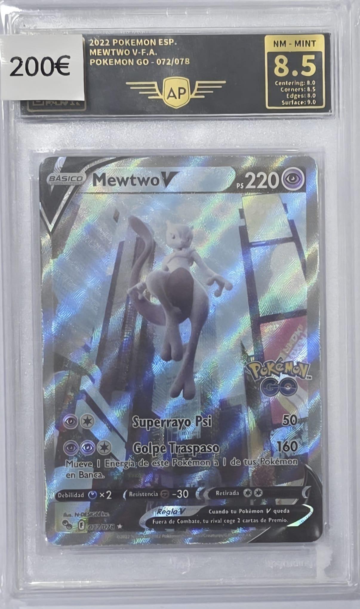 Pokémon TCG Carta Gradeada 2022 Mewtwo V Full Art Pokémon Go AP NM - MINT 8.5 Español