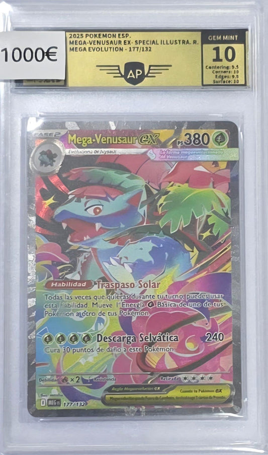 Pokemon TCG Carta Gradeada 2025 MEGA-VENOSAUR EX - SPECIAL ILLUSTRA.R. MEGA EVOLUCION 177/132 AP GEM MINT 10 ESPAÑOL