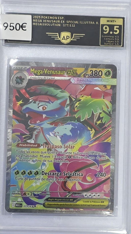 Pokemon TCG Carta Gradeada 2025 MEGA VENOSAUR EX - SPECIAL ILLUSTRA.R. MEGA EVOLUCION 177/122 AP 9.5 MINT+ ESPAÑOL