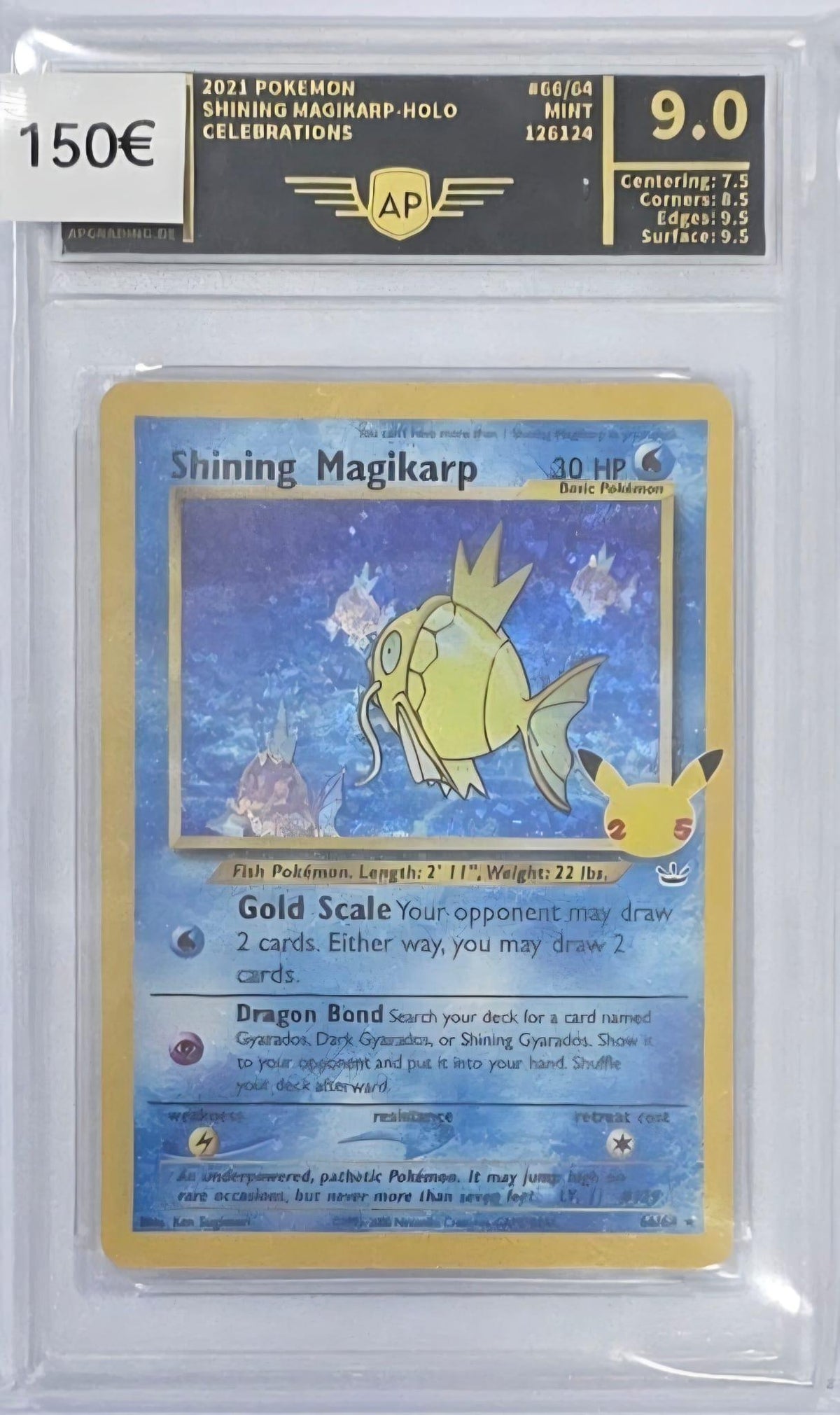 Pokemon TCG Carta Gradeada 2021 Shining Magikarp Holo Celebrations AP MINT 9.0 inglés