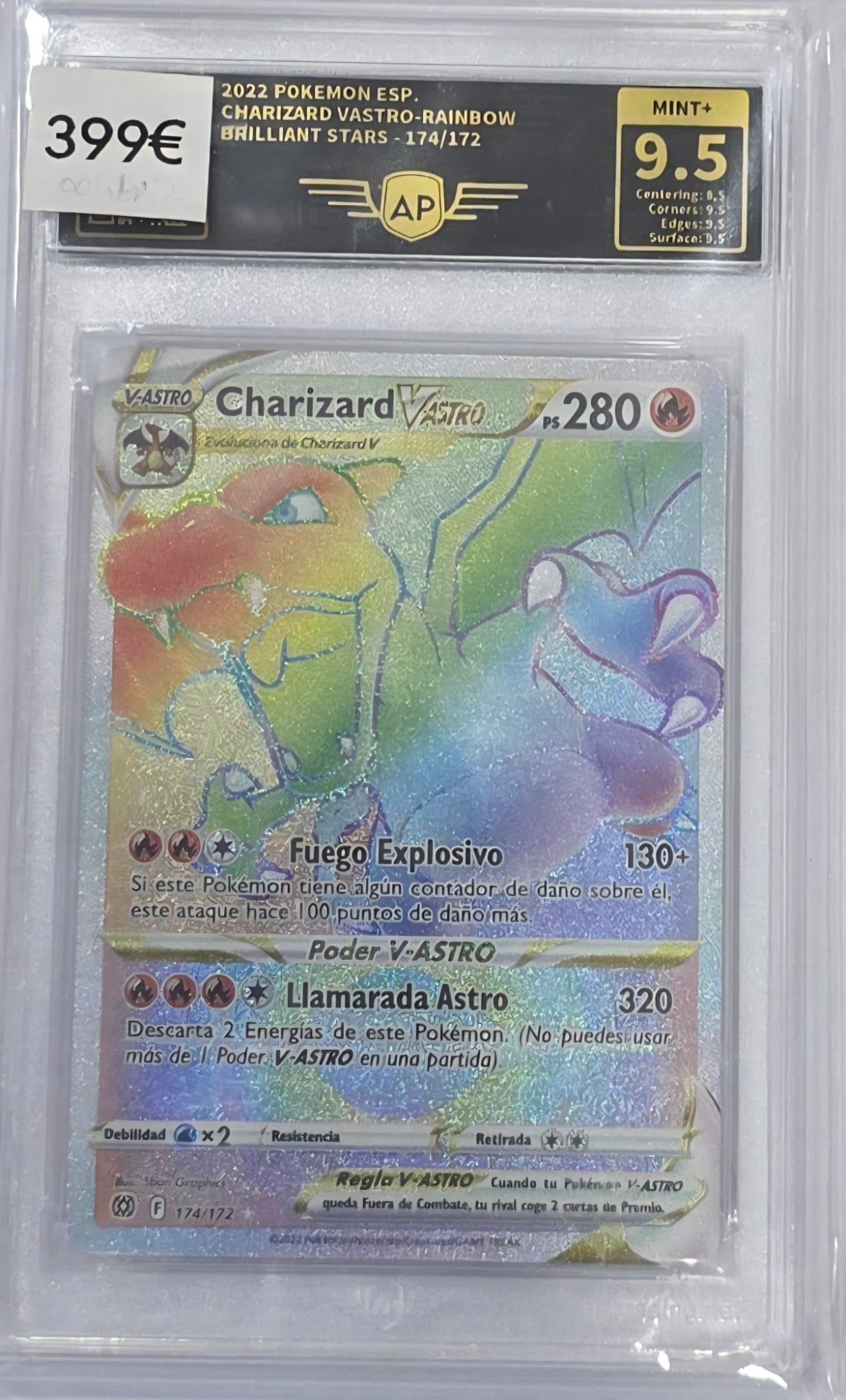 Pokémon TCG Carta Gradeada 2022 Charizard V Astro Rainbow Brilliant Stars AP MINT+ 9.5