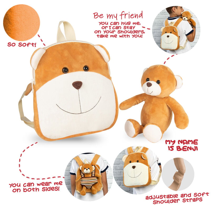 Mochila reversible + peluche Oso Benji 25cm - imagen 4