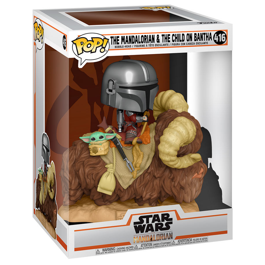 Figura POP Star Wars The Mandalorian Mando on Bantha with Child in Bag - imagen 3