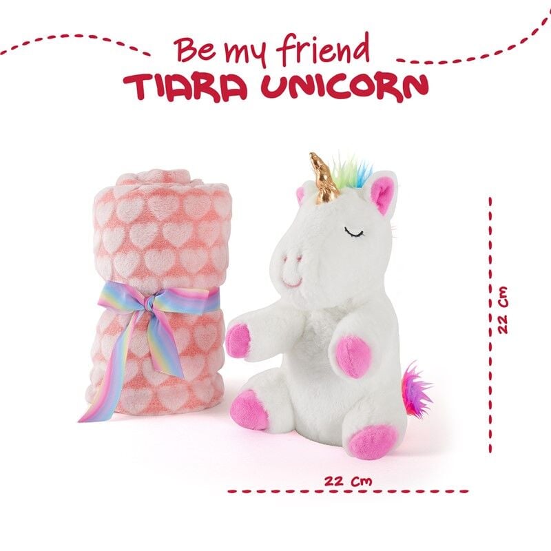 Peluche + Manta suave Unicornio Tiara 22cm - imagen 2