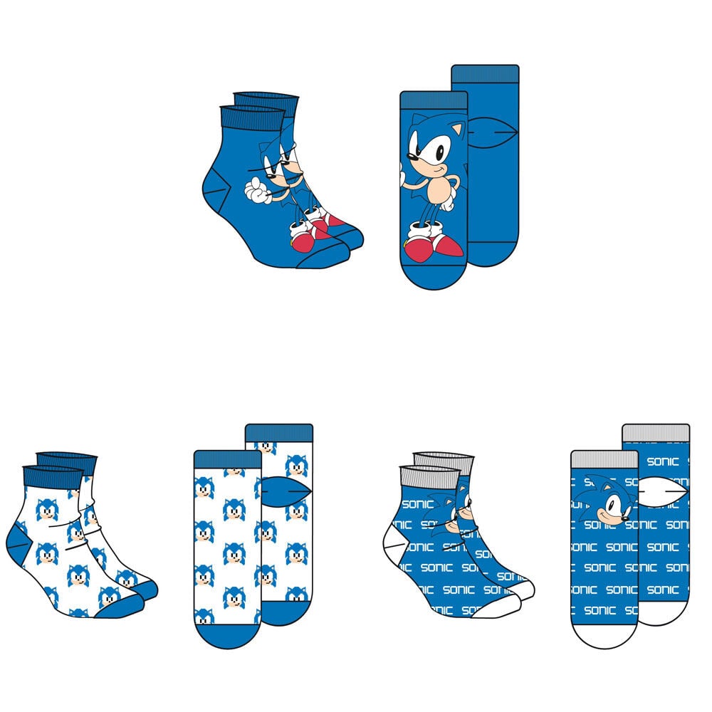 Set 3 calcetines Sonic The Hedgehog adulto surtido - imagen 2