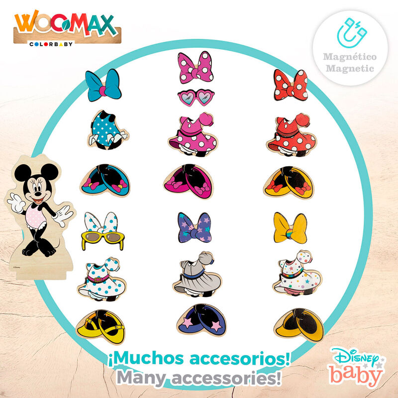 Juego magnetico madera vestidos Minnie Disney