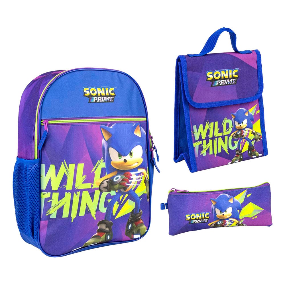 Mochila + portatodo + portamerienda Sonic Prime 42cm - FRIKIRAMA