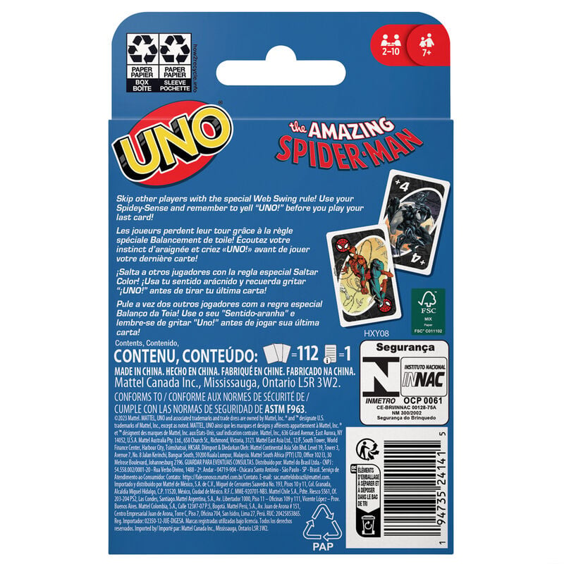 Juego cartas UNO Spiderman Marvel - imagen 4