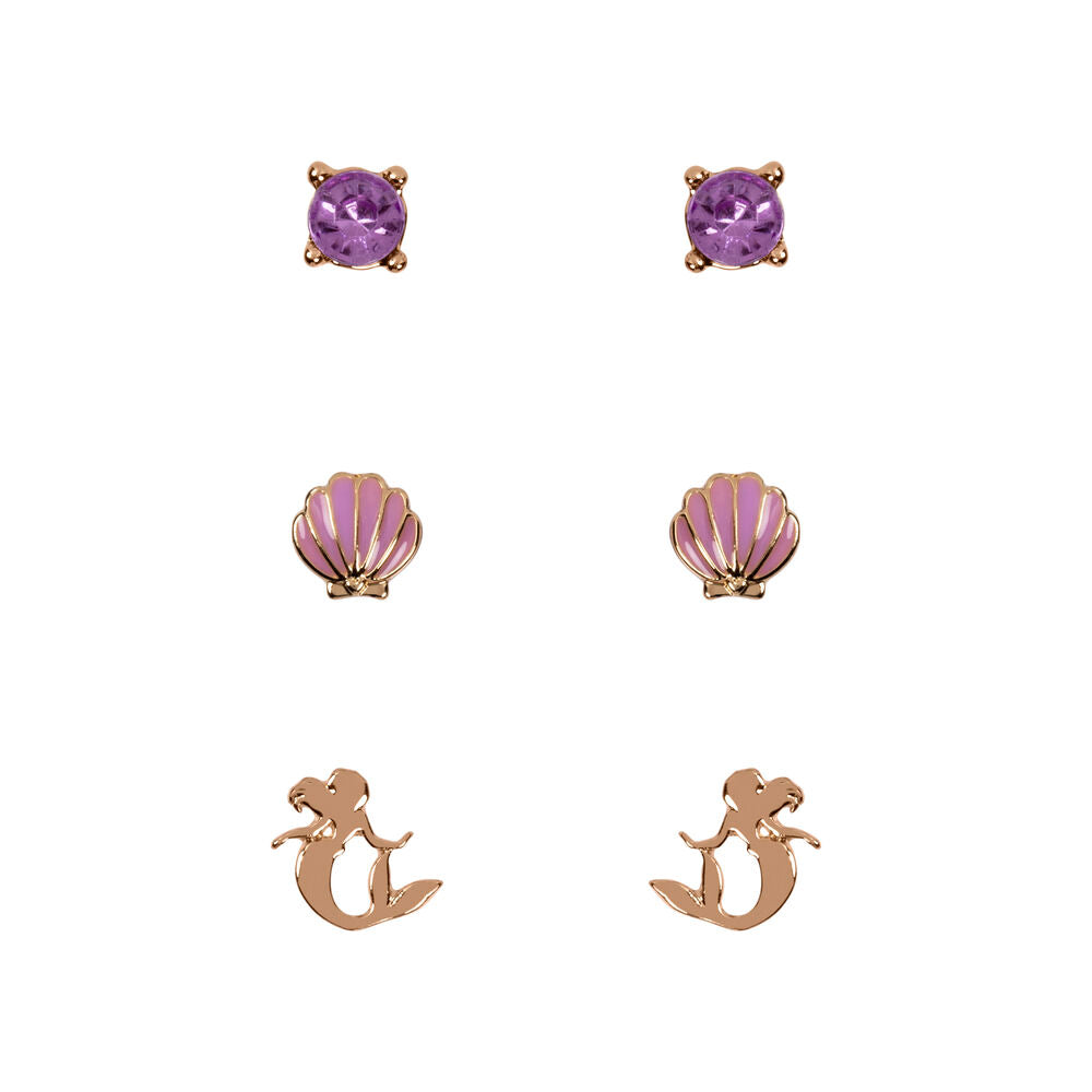 Set 3 Pares de pendientes La Sirenita Disney