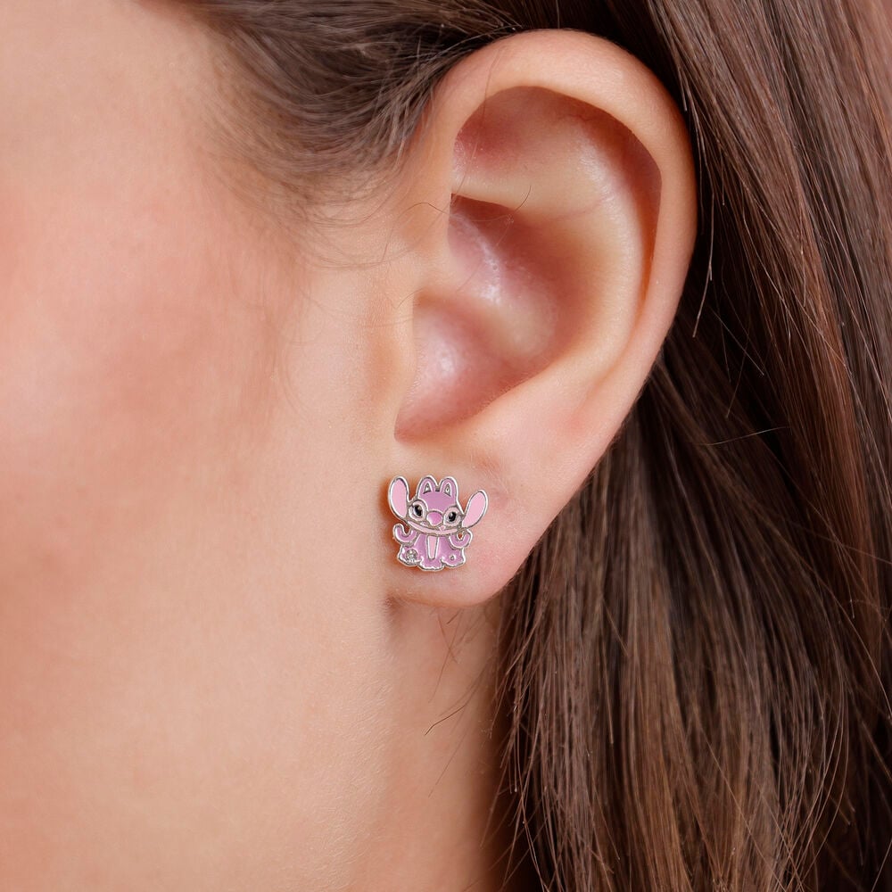 Pendientes Angel Stitch Disney plata