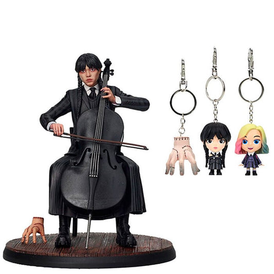 Figura Miercoles Violonchelo + Llavero Wednesday