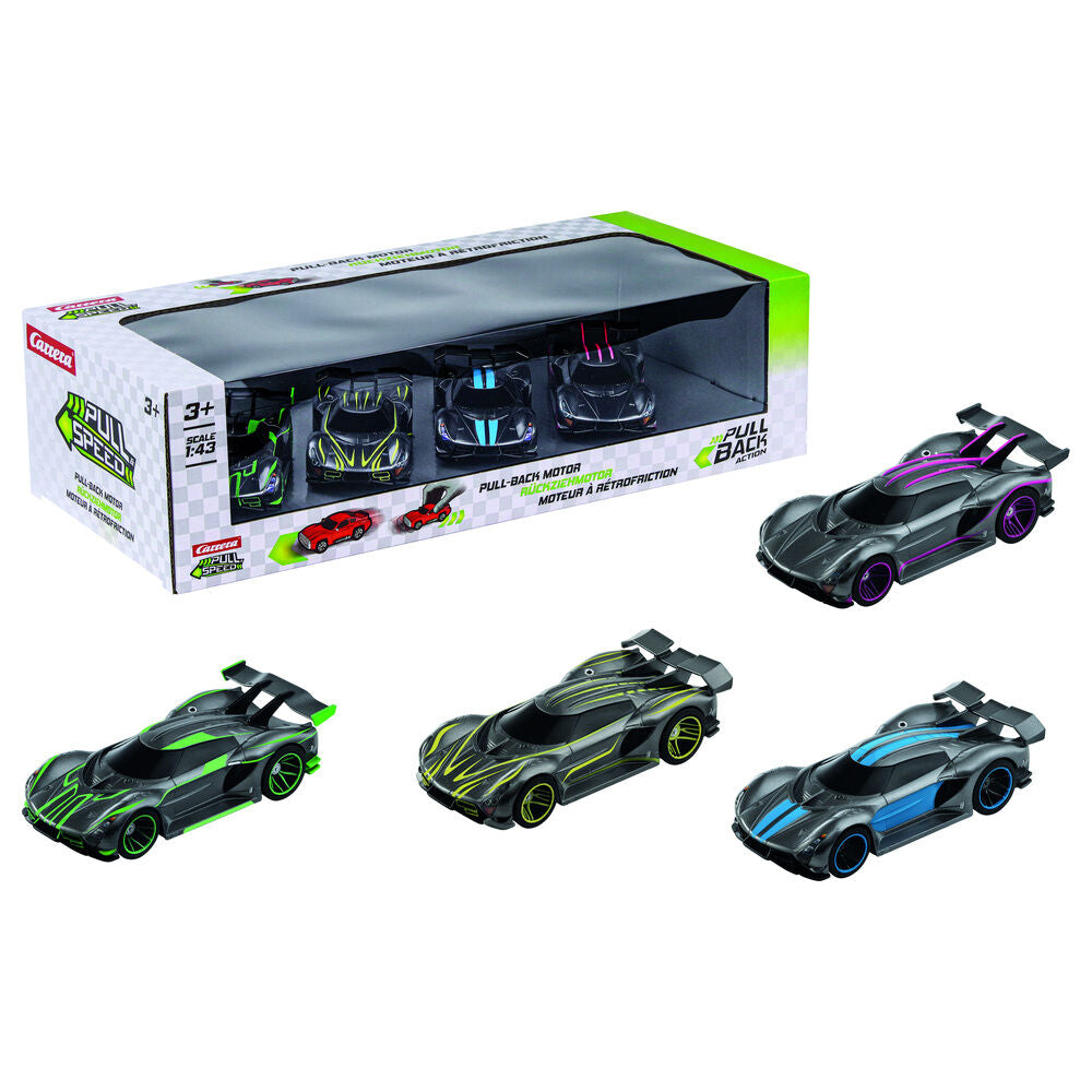 Blister 4 coches Hypercars pull back