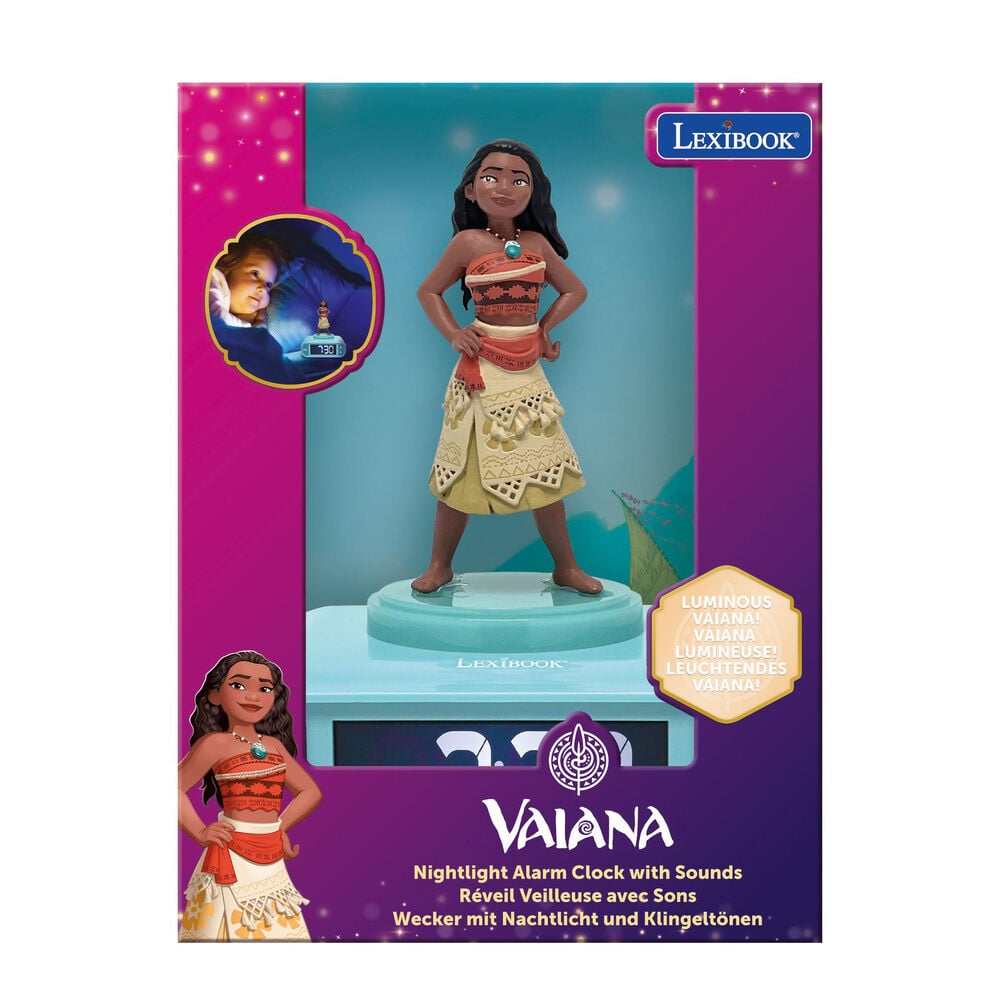 Reloj Despertador Luz Nocturna 3D Vaiana Moana Disney - imagen 5