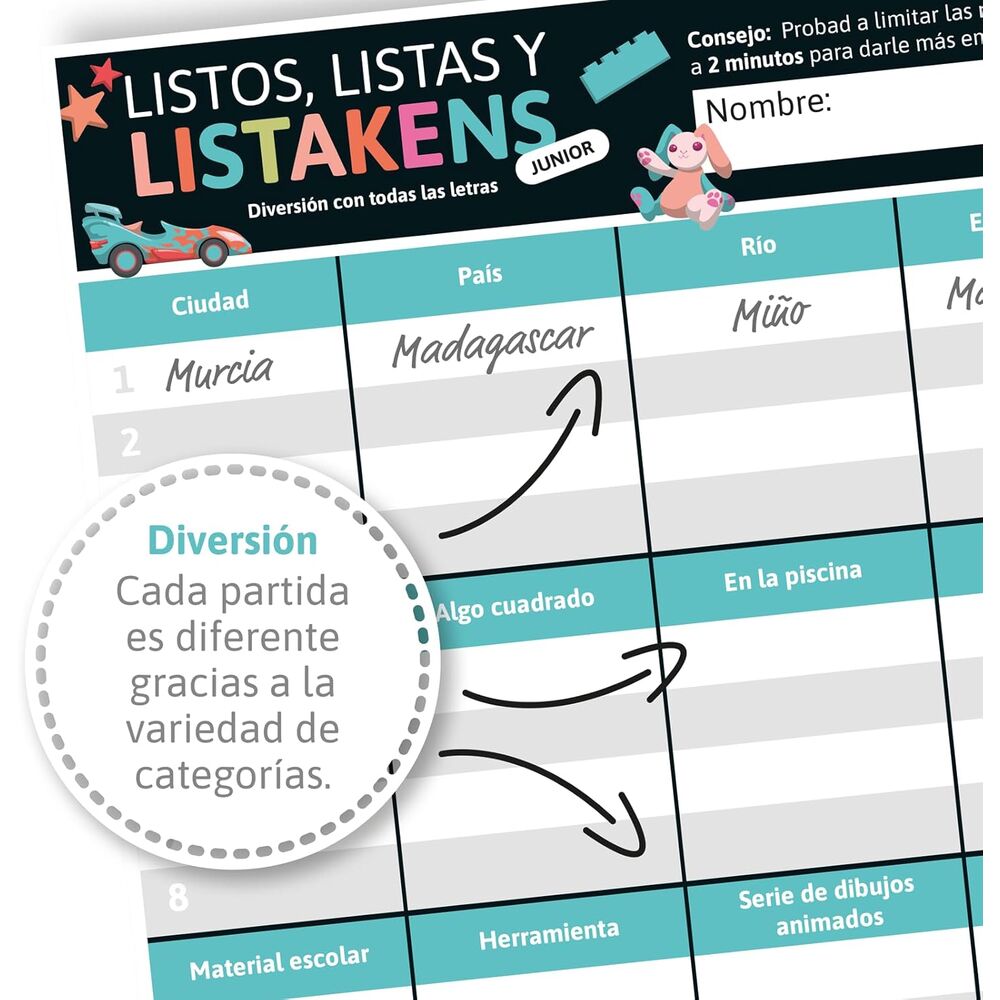 Juego mesa Listos Listas y Listakens Junior español