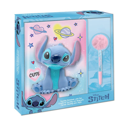 Cuaderno Squshy + boligrafo pompom Stitch Disney