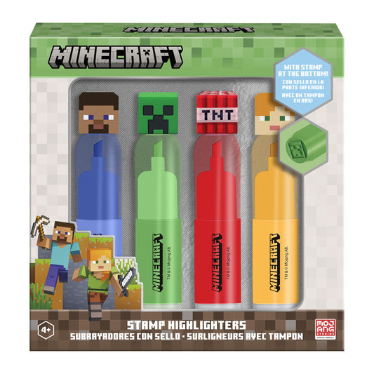 Blister 4 subrayadores con sello Minecraft - imagen 2