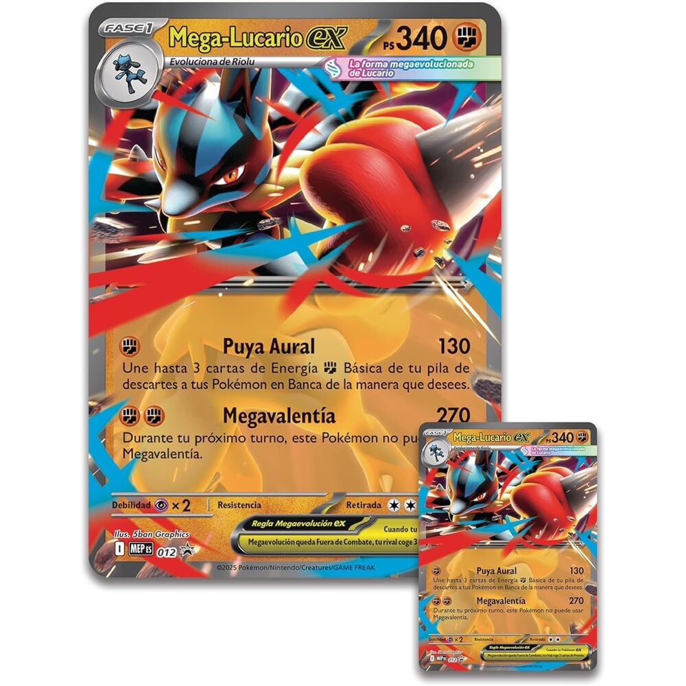 Blister cartas Mega Lucario Ex Pokemon Latino - imagen 2