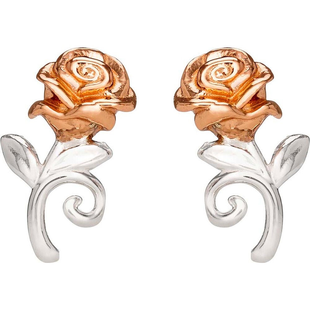 Pendientes Rosa La Bella y la Bestia Disney plata