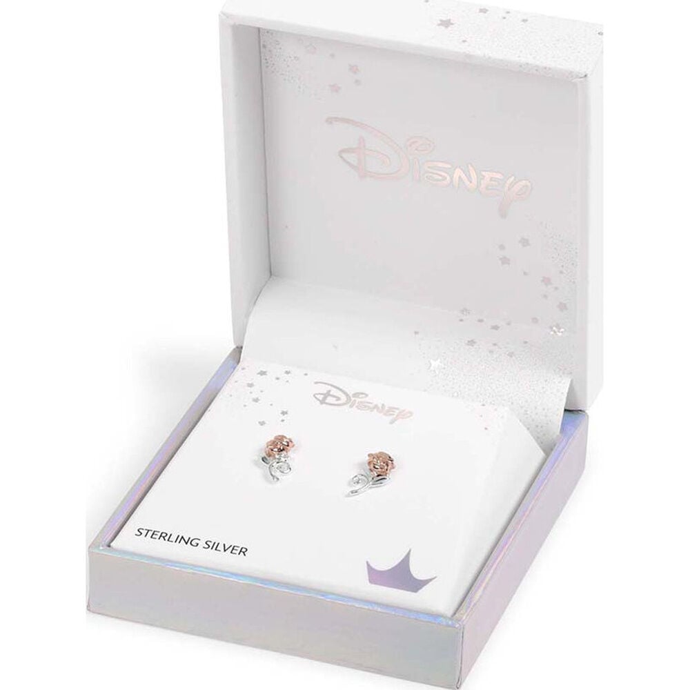 Pendientes Rosa La Bella y la Bestia Disney plata - imagen 2