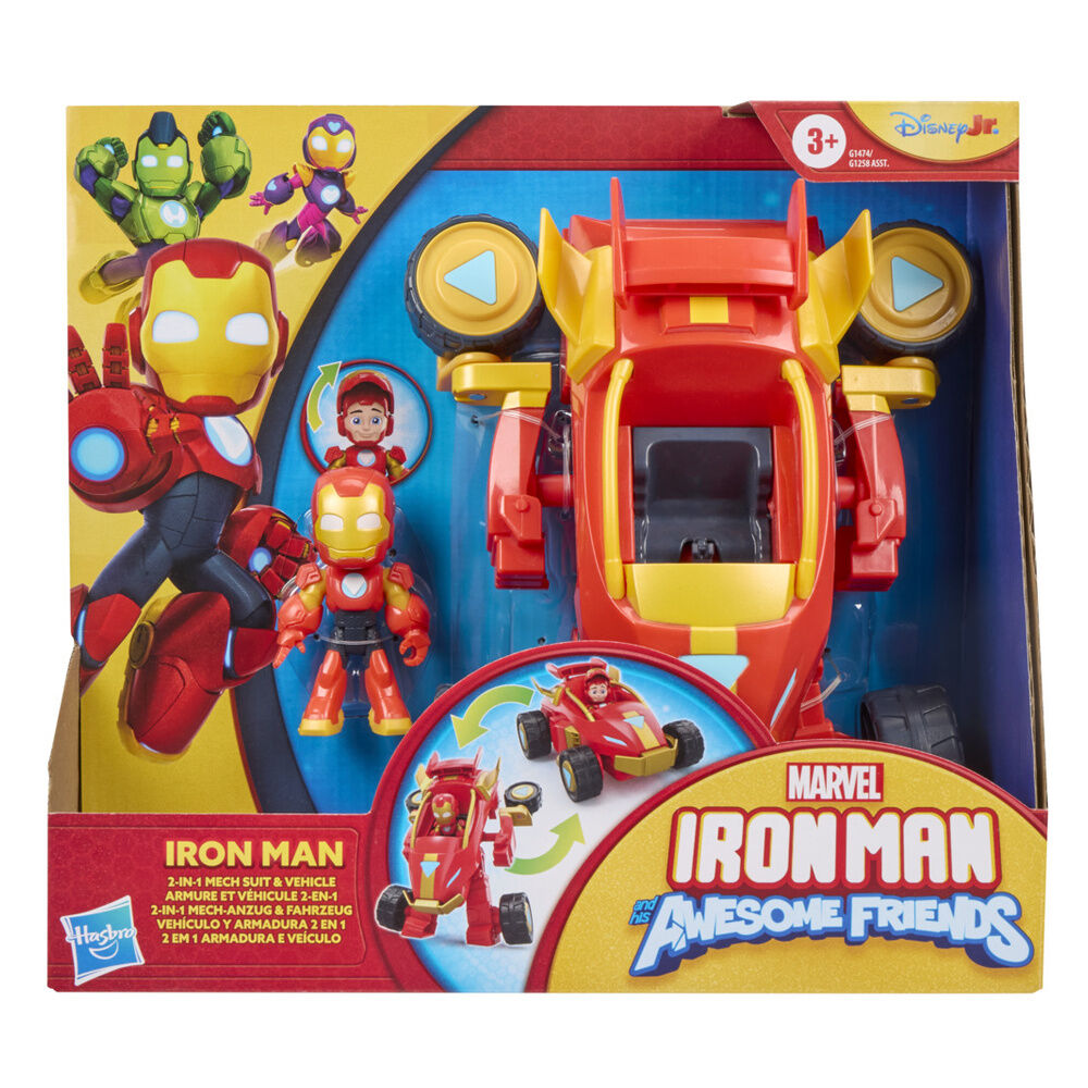 Figura + Vehiculo Iron Man y Su Superequipo Marvel