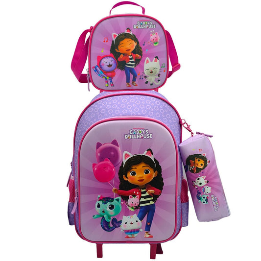 Set Trolley + portatodo + bolsa portameriendas La Casa de Muñecas de Gabby